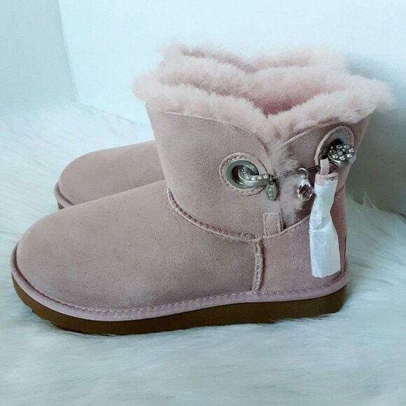 UGG Australia Bailey Bow Pink Boots for Women for sale - eBay UGG Pink Leather Women\'s size 6M Short Winter Boot